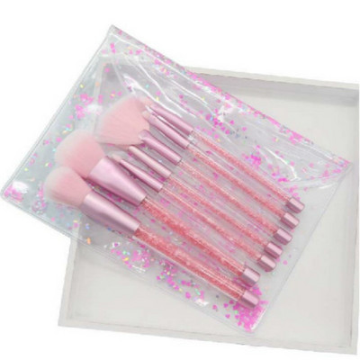 Set de pensule de machiaj 7 bucăți Diamond Candy Love Glitter Maner Crystal Foundation Blush Pudră de față Fard de ochi Pensule Pincel Maquiagem
