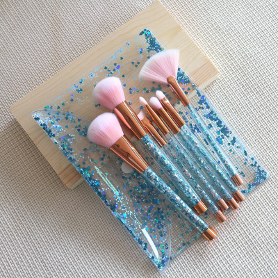 Set de pensule de machiaj 7 bucăți Diamond Candy Love Glitter Maner Crystal Foundation Blush Pudră de față Fard de ochi Pensule Pincel Maquiagem