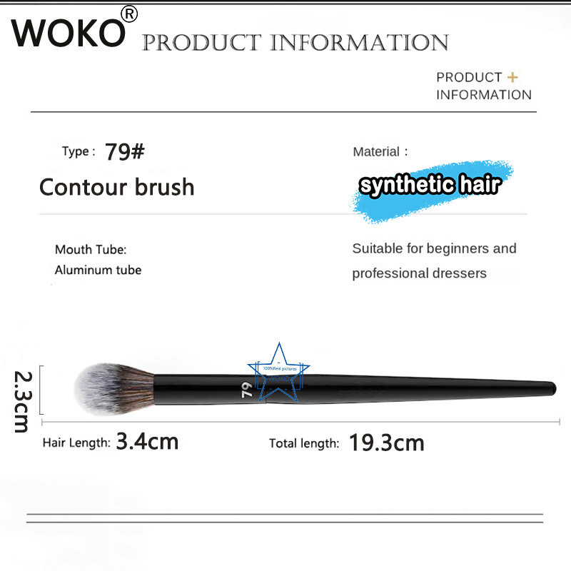 79 Pensula de machiaj pentru sculptarea conturului Pudră pentru contur feței Highlighter Perie de sculptare Mâner negru Pudră bronzant mică Instrument de machiaj