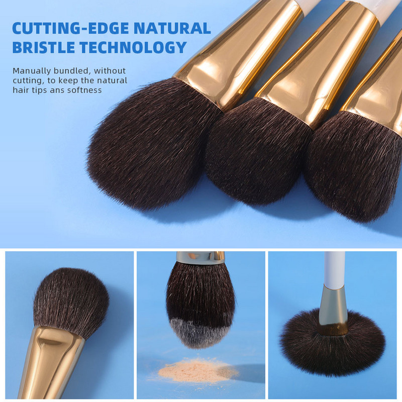 OVW Pensule albe de machiaj Pudră cosmetică pentru față Fard de obraz Amestecare contur Evidențiază 3 buc Pensule de machiaj Instrument de frumusețe