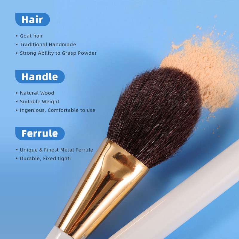 OVW Pensule albe de machiaj Pudră cosmetică pentru față Fard de obraz Amestecare contur Evidențiază 3 buc Pensule de machiaj Instrument de frumusețe