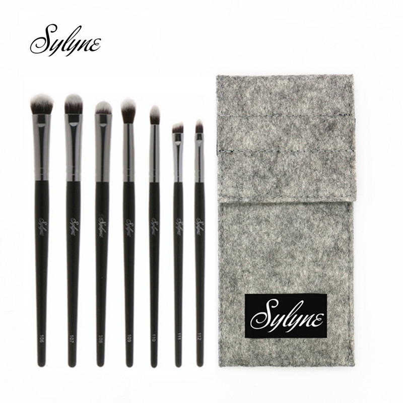 Set de pensule de machiaj pentru ochi Sylyne, de înaltă calitate, 7 buc, care amestecă sprâncene, fard de pleoape, set de pensule profesionale de machiaj cu geantă.