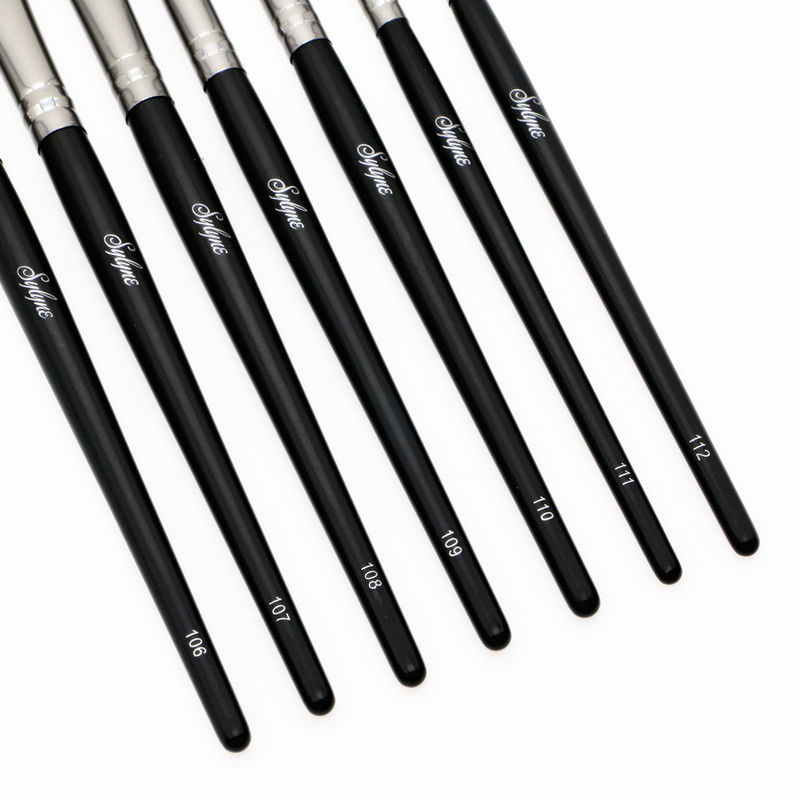 Set de pensule de machiaj pentru ochi Sylyne, de înaltă calitate, 7 buc, care amestecă sprâncene, fard de pleoape, set de pensule profesionale de machiaj cu geantă.