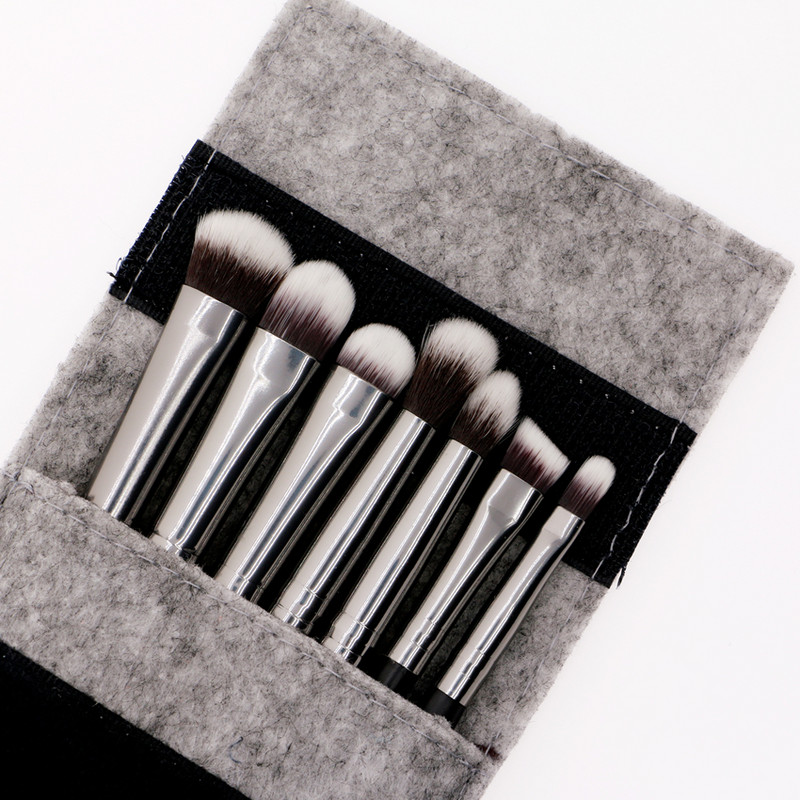 Set de pensule de machiaj pentru ochi Sylyne, de înaltă calitate, 7 buc, care amestecă sprâncene, fard de pleoape, set de pensule profesionale de machiaj cu geantă.