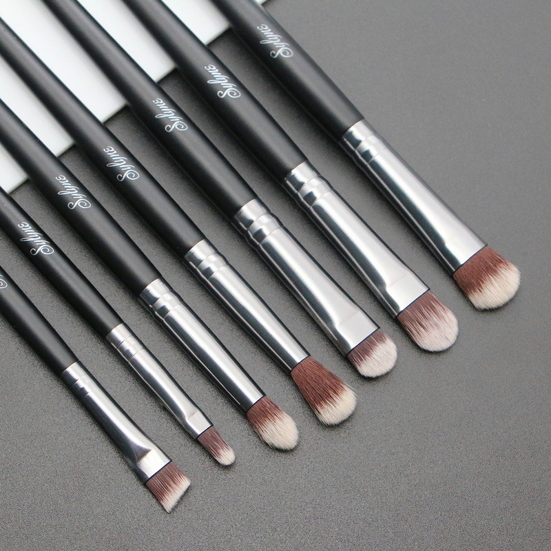 Set de pensule de machiaj pentru ochi Sylyne, de înaltă calitate, 7 buc, care amestecă sprâncene, fard de pleoape, set de pensule profesionale de machiaj cu geantă.