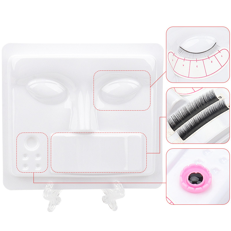 Tavă de exersare Extensie de gene cu paletă de gene Lipici Garnitură Suport pentru gene Afișaj de antrenament Materiale de machiaj Instrumente