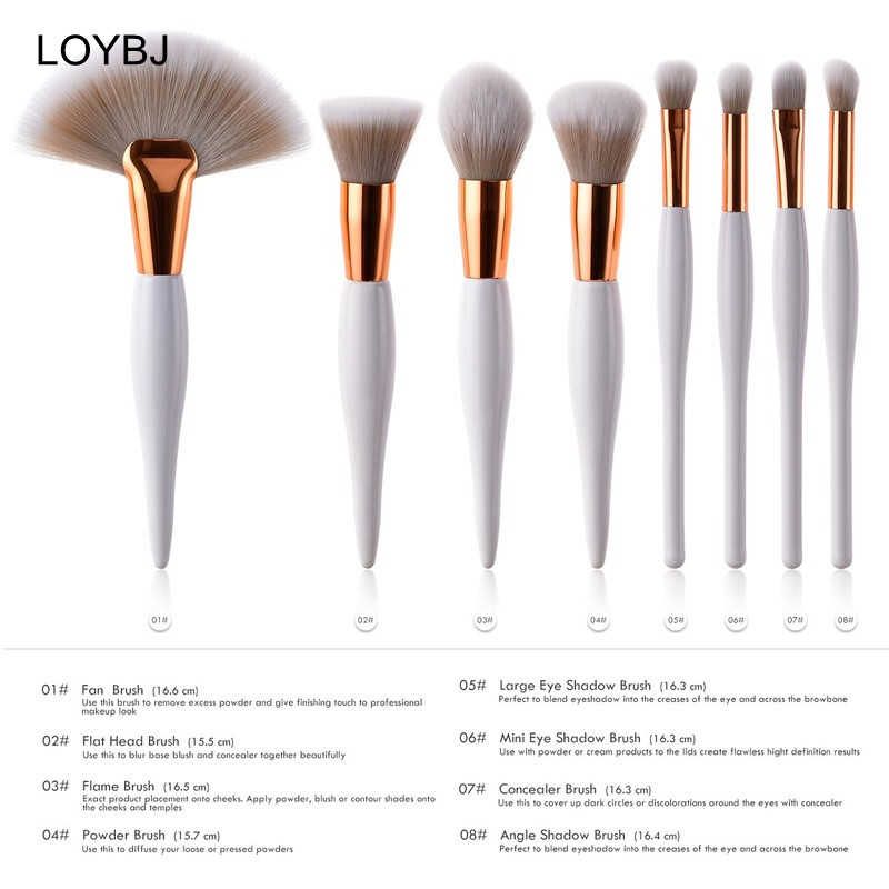 LOYBJ 4/8 бр. Четки за грим Комплект инструменти Козметична пудра Основа Руж Сенки за очи Смесване на лице Красота Четка за грим Maquiagem