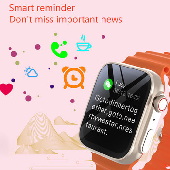 Ultra 8 Smart Watch Series 8 Ultra Men Women Call Bluetooth Ασύρματη φόρτιση Fitness βραχιόλι 2,0 ιντσών με οθόνη HD Smartwatch