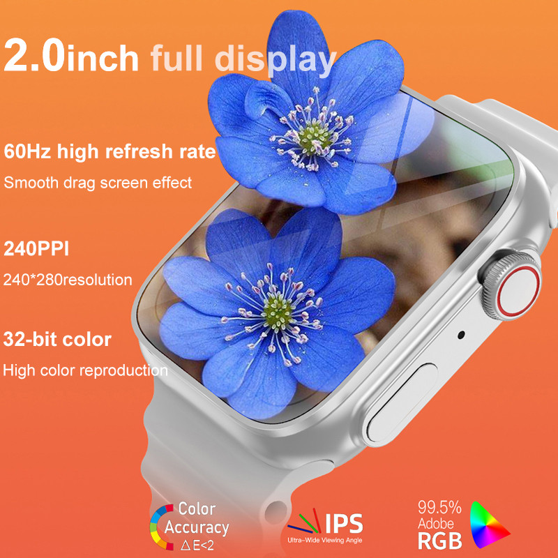 Ultra 8 Smart Watch Series 8 Ultra Men Women Call Bluetooth Ασύρματη φόρτιση Fitness βραχιόλι 2,0 ιντσών με οθόνη HD Smartwatch