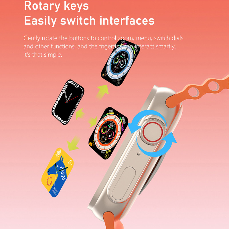 Ultra 8 Smart Watch Series 8 Ultra Men Women Call Bluetooth Ασύρματη φόρτιση Fitness βραχιόλι 2,0 ιντσών με οθόνη HD Smartwatch