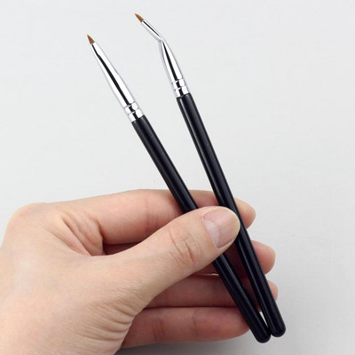Karsyngirl 1/2 buc Perie pentru eyeliner cu cap îndoit Perie de machiaj pentru detaliile ochilor, sub ochi, jgheab de lacrimi pentru femei, perie pentru corector