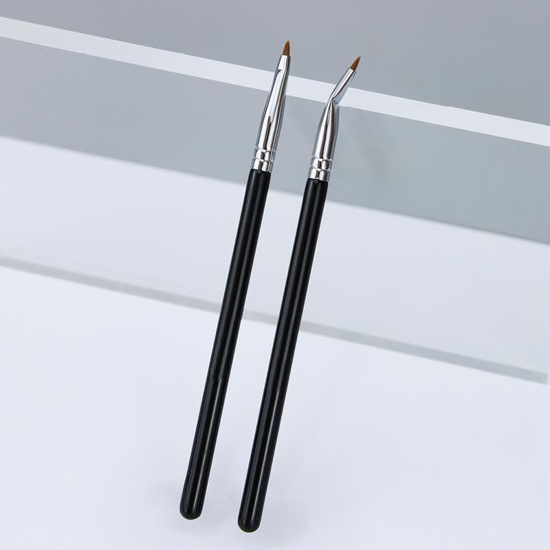Karsyngirl 1/2 buc Perie pentru eyeliner cu cap îndoit Perie de machiaj pentru detaliile ochilor, sub ochi, jgheab de lacrimi pentru femei, perie pentru corector