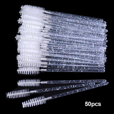 OKAYLASH 50Gb Vienreizējās lietošanas Micro Glitter Skropstu tušas Wands Mini Crystal Eye Lashes Brush Brush Comb Pink White Spoolies