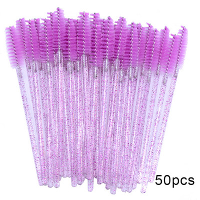 OKAYLASH 50Gb Vienreizējās lietošanas Micro Glitter Skropstu tušas Wands Mini Crystal Eye Lashes Brush Brush Comb Pink White Spoolies