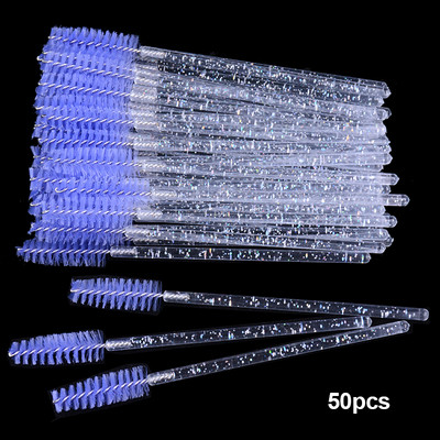 OKAYLASH 50Gb Vienreizējās lietošanas Micro Glitter Skropstu tušas Wands Mini Crystal Eye Lashes Brush Brush Comb Pink White Spoolies