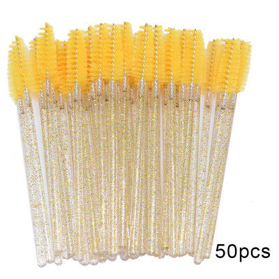 OKAYLASH 50Gb Vienreizējās lietošanas Micro Glitter Skropstu tušas Wands Mini Crystal Eye Lashes Brush Brush Comb Pink White Spoolies