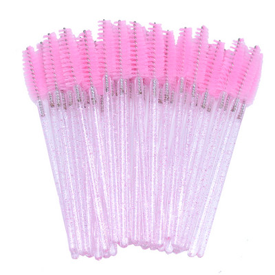 OKAYLASH 50Gb Vienreizējās lietošanas Micro Glitter Skropstu tušas Wands Mini Crystal Eye Lashes Brush Brush Comb Pink White Spoolies