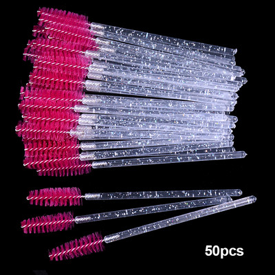 OKAYLASH 50Gb Vienreizējās lietošanas Micro Glitter Skropstu tušas Wands Mini Crystal Eye Lashes Brush Brush Comb Pink White Spoolies