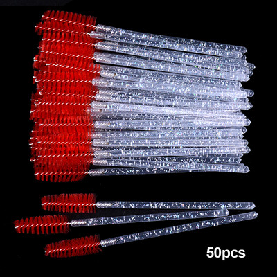 OKAYLASH 50Gb Vienreizējās lietošanas Micro Glitter Skropstu tušas Wands Mini Crystal Eye Lashes Brush Brush Comb Pink White Spoolies