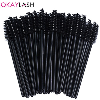 OKAYLASH 50Gb Vienreizējās lietošanas Micro Glitter Skropstu tušas Wands Mini Crystal Eye Lashes Brush Brush Comb Pink White Spoolies