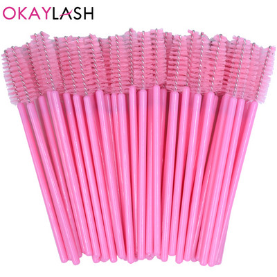 OKAYLASH 50Gb Vienreizējās lietošanas Micro Glitter Skropstu tušas Wands Mini Crystal Eye Lashes Brush Brush Comb Pink White Spoolies