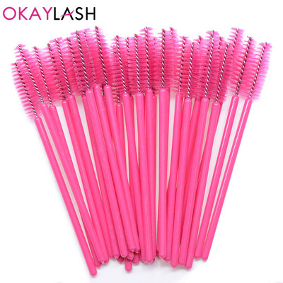 OKAYLASH 50Gb Vienreizējās lietošanas Micro Glitter Skropstu tušas Wands Mini Crystal Eye Lashes Brush Brush Comb Pink White Spoolies