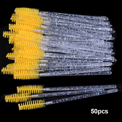 OKAYLASH 50Gb Vienreizējās lietošanas Micro Glitter Skropstu tušas Wands Mini Crystal Eye Lashes Brush Brush Comb Pink White Spoolies