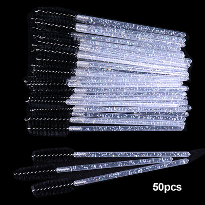 OKAYLASH 50Gb Vienreizējās lietošanas Micro Glitter Skropstu tušas Wands Mini Crystal Eye Lashes Brush Brush Comb Pink White Spoolies