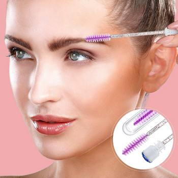50/100 τμχ Επαναχρησιμοποιήσιμος σωλήνας βούρτσας φρυδιών Eyelash Extension Applicator Mascara Wand Diamond Eyelash Brush Tube