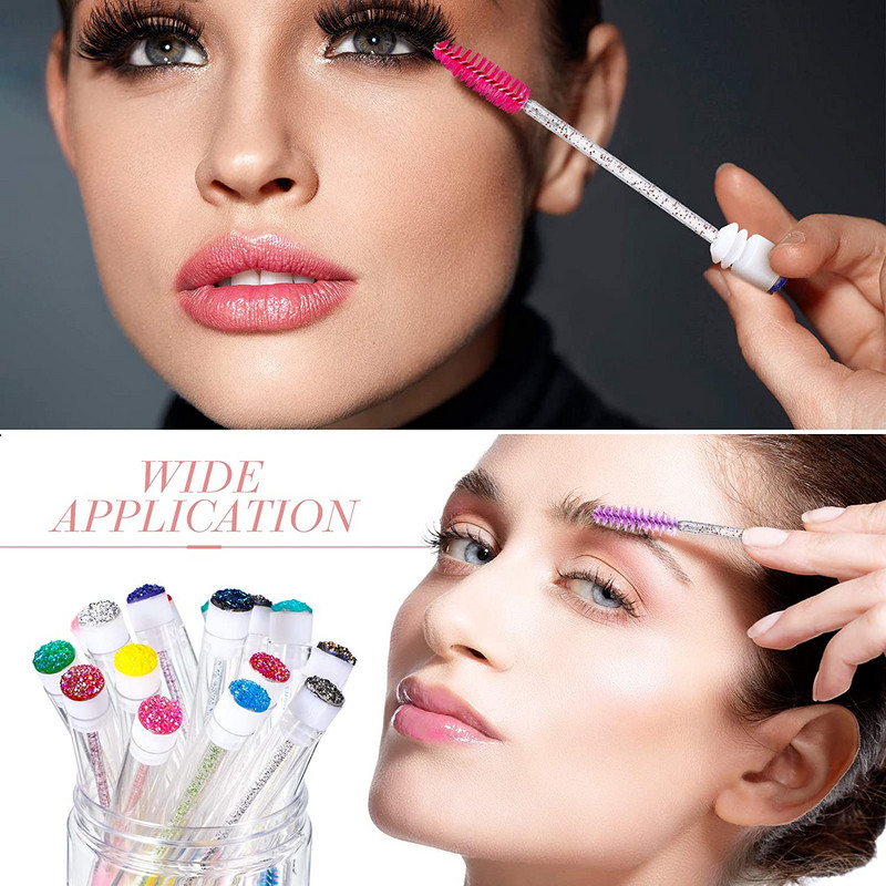 50/100 vnt Daugkartinio naudojimo antakių šepetėlio vamzdelis blakstienų priauginimo aplikatorius vienkartinis tušo lazdelė deimantinis blakstienų šepetėlio vamzdelis