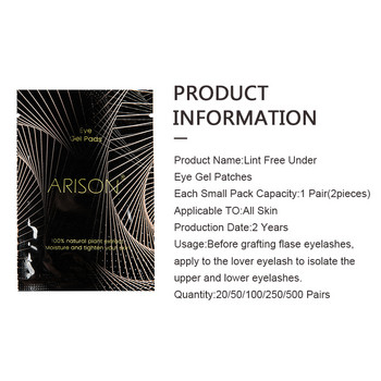 Arison lashes New 50 Pairs Eyelash Extension Under Gel Eye Pads Mask Eye Mask Paper Patches Tips Αυτοκόλλητο Πακέτο μάσκας Εργαλεία μακιγιάζ