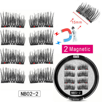 LEKOFO 8 бр. Магнитни мигли с 2 магнитни мигли 3D фалшиви естествени за мигли от норка Удължаване на дълги изкуствени мигли, магнитни