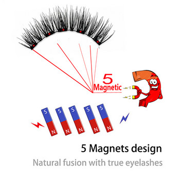2023 4 ζεύγη 5 μαγνητικές ψεύτικες βλεφαρίδες 3D διάρκειας μαγνητικές βλεφαρίδες Φυσικές τεχνητές βλεφαρίδες βιζόν Faux Cils Magnetique