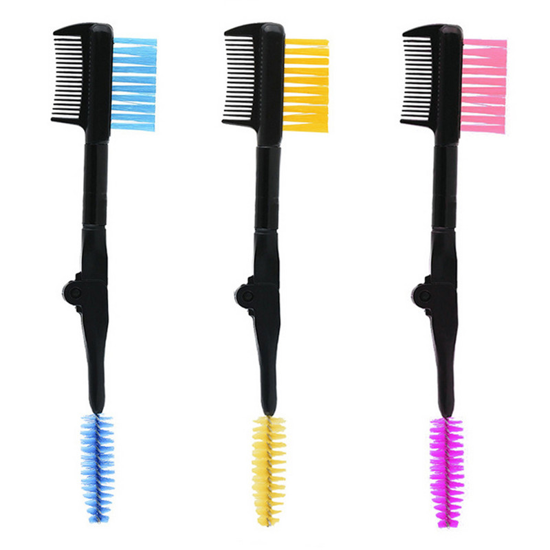 2 viename Sulankstomas dviejų galų antakių šepetėlis blakstienų šepetėlio šukos su saugiais apvaliais šukos dantimis akių makiažui kosmetikos priemonė