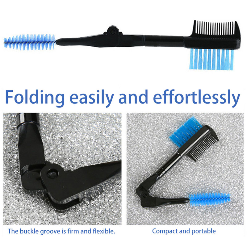 2 viename Sulankstomas dviejų galų antakių šepetėlis blakstienų šepetėlio šukos su saugiais apvaliais šukos dantimis akių makiažui kosmetikos priemonė