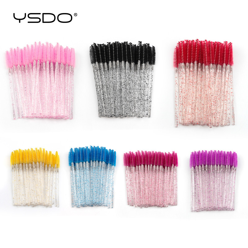 Eldobható szempilla kefe 5-50 db Crystal Lashes smink ecsetek gyémánt nyelű szemöldök szempilla kefék szempilla hosszabbító eszközök