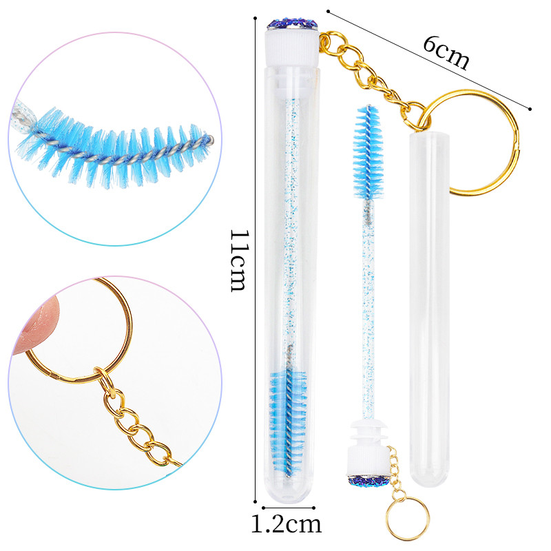 5/10 KOM Privjesak za ključeve za višekratnu upotrebu, jednokratna četkica za trepavice i obrve, zamjenjive svjetlucave četke za šminku otporne na prašinu.