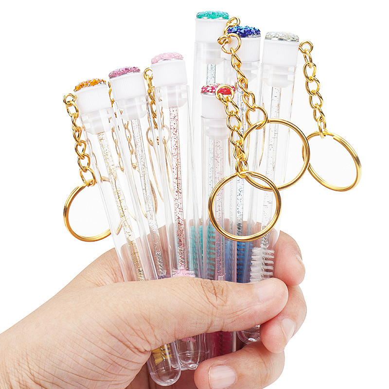 5/10 KOM Privjesak za ključeve za višekratnu upotrebu, jednokratna četkica za trepavice i obrve, zamjenjive svjetlucave četke za šminku otporne na prašinu.