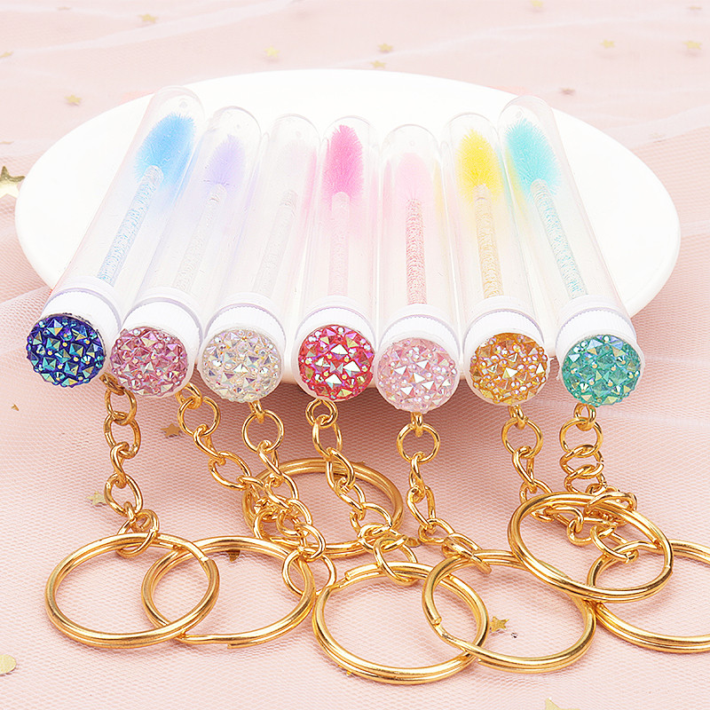 5/10 KOM Privjesak za ključeve za višekratnu upotrebu, jednokratna četkica za trepavice i obrve, zamjenjive svjetlucave četke za šminku otporne na prašinu.