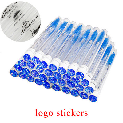 50/100 buc. Tuburi de perie pentru gene personalizate Logo personalizat Cap de găurit trandafir Tub de perie pentru sprâncene reutilizabil Aplicator de extensie de gene