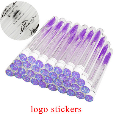 50/100 buc. Tuburi de perie pentru gene personalizate Logo personalizat Cap de găurit trandafir Tub de perie pentru sprâncene reutilizabil Aplicator de extensie de gene