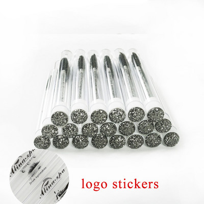 50/100 buc. Tuburi de perie pentru gene personalizate Logo personalizat Cap de găurit trandafir Tub de perie pentru sprâncene reutilizabil Aplicator de extensie de gene