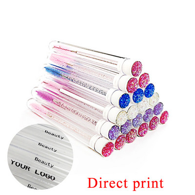 50/100 buc. Tuburi de perie pentru gene personalizate Logo personalizat Cap de găurit trandafir Tub de perie pentru sprâncene reutilizabil Aplicator de extensie de gene