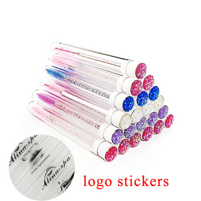 50/100 buc. Tuburi de perie pentru gene personalizate Logo personalizat Cap de găurit trandafir Tub de perie pentru sprâncene reutilizabil Aplicator de extensie de gene