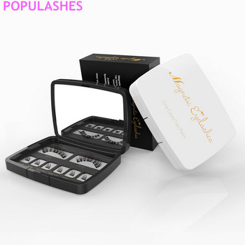 Magnetic Eyeashes with 3 Magnets Kit Acrylic Box Case Packaging with Mirror 3d Mink Eye Set Lash Natural Makeup για ψεύτικες βλεφαρίδες