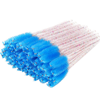 50 buc Perii de gene de unică folosință Extensie de gene false Microperie cu mâner de cristal Baghete de rimel Aplicator Perie de machiaj pentru sprâncene