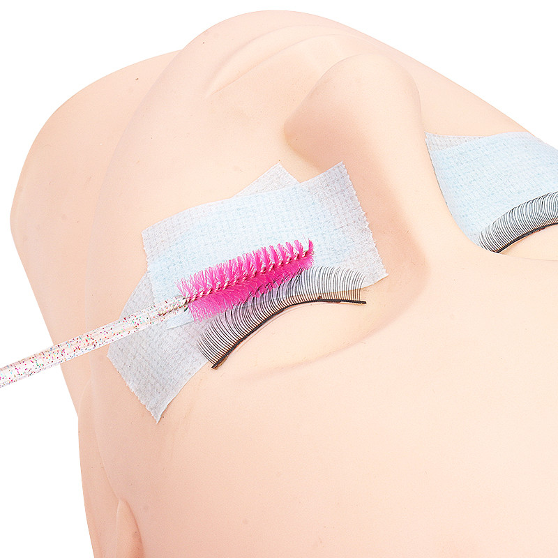 50 buc Perii de gene de unică folosință Extensie de gene false Microperie cu mâner de cristal Baghete de rimel Aplicator Perie de machiaj pentru sprâncene