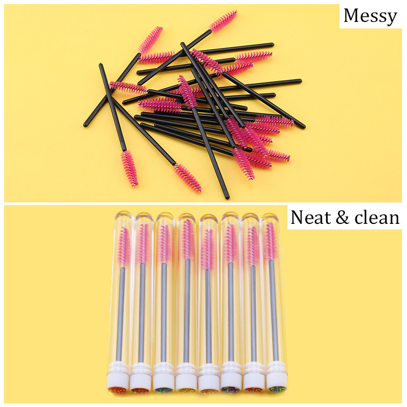 Perie de unică folosință pentru sprâncene Design tub separat pentru extensie de gene Stick Perie aplicatoare pentru baghete de rimel pentru colorarea sprâncenelor