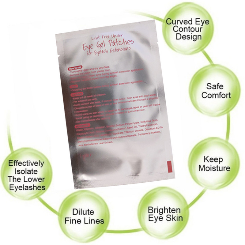 100 чифта подложка за мигли Гел лепенка Удължаване на мигли Хартиени лепенки Изкуствени мигли Подложки под очите Стикери без мъх Инструмент за красота