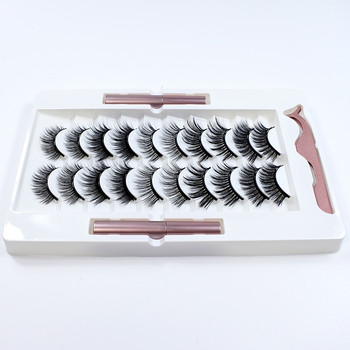1/10 Pairs Korean Beauty False Eyelashes Magnetic Glue and Lash Applicator Makeup Magnetic Eyelashes Set